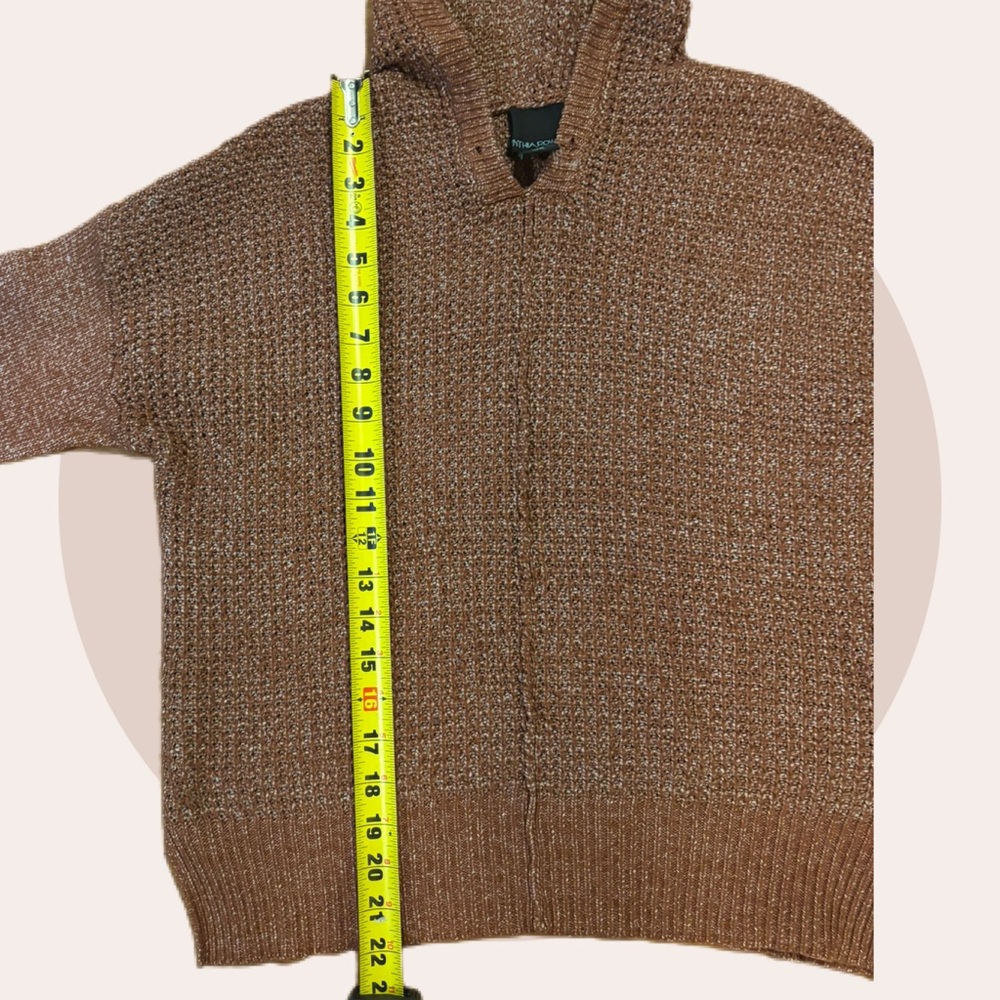 Cynthia Rowley Metallic Waffle Knit Hoodie Sweater | M - Picture 11 of 13